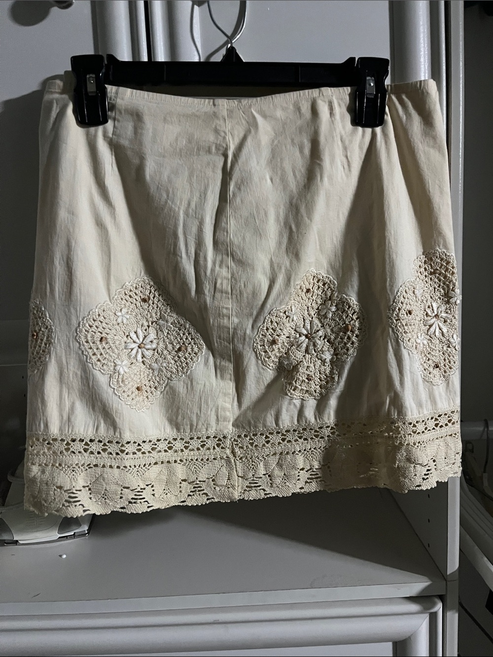 Plenty by Tracy Reese Cream Crochet Trim Skirt